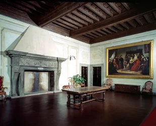 Innenraum mit Kamin aus dem 15. Jahrhundert, Villa Medicea di Careggi